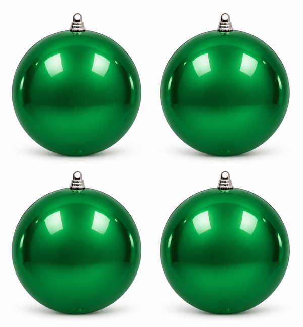 Green UV-Stable Christmas Baubles 100mm – 4 Pack