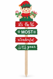 Elf Christmas Arrow Sign Yard Stake 75cm