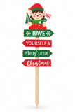 Elf Christmas Arrow Sign Yard Stake 75cm