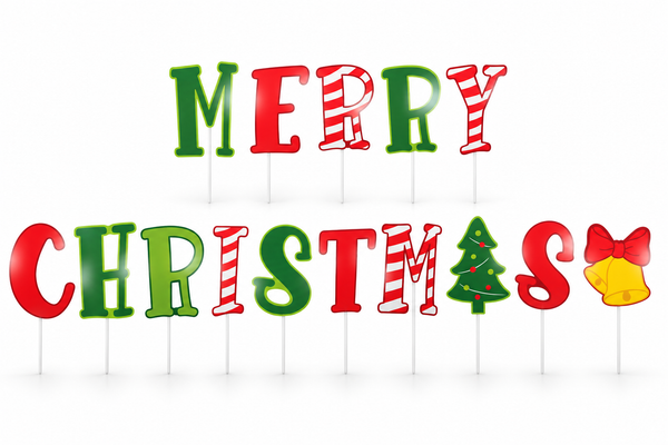 Merry Christmas Corflute Yard Decoration - 15 Pack