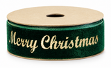 Velvet Foil Christmas Ribbon - 25 mm x 2.5 m