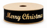 Velvet Foil Christmas Ribbon - 25 mm x 2.5 m