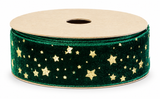 Velvet Foil Christmas Ribbon - 25 mm x 2.5 m