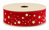 Velvet Foil Christmas Ribbon - 25 mm x 2.5 m