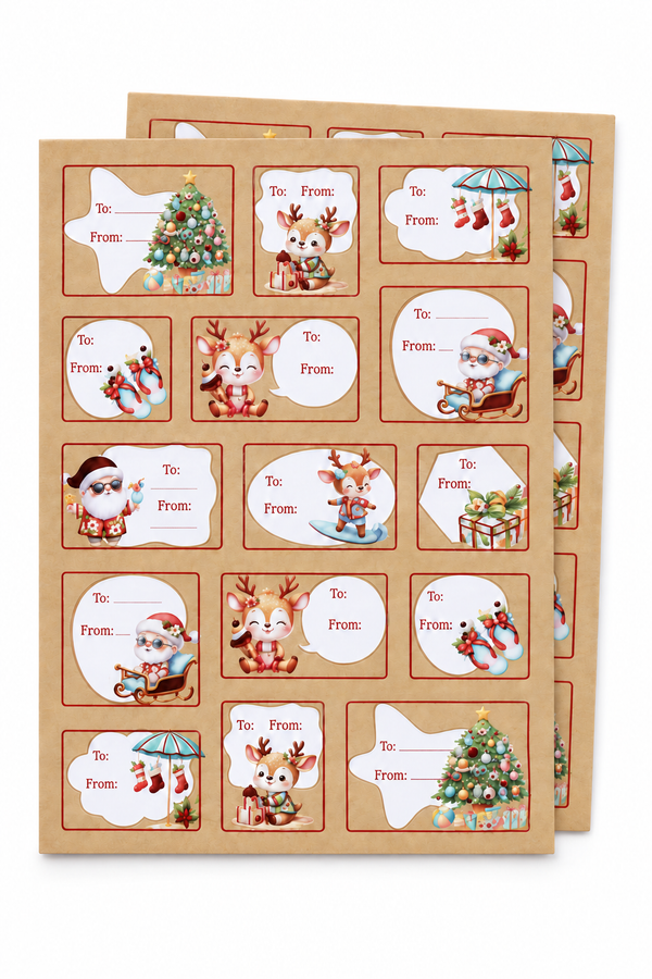 Vintage Christmas Gift Tag Stickers – 2 Sheets