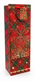 Plaid Christmas Bottle Gift Bag with Foil Motif