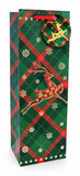 Plaid Christmas Bottle Gift Bag with Foil Motif