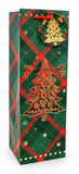 Plaid Christmas Bottle Gift Bag with Foil Motif