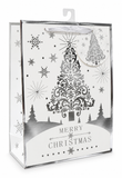 Medium Silver and White Christmas Gift Bag
