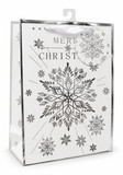 Medium Silver and White Christmas Gift Bag