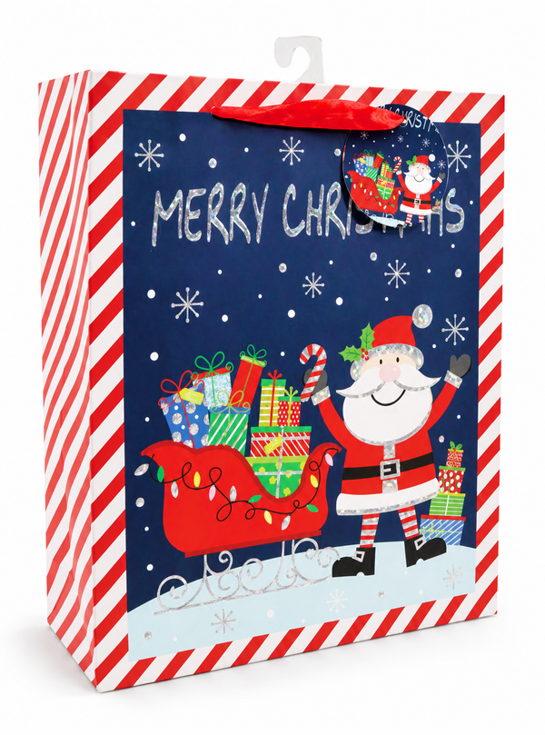 Large Christmas Gift Bag with Foil Frame Design