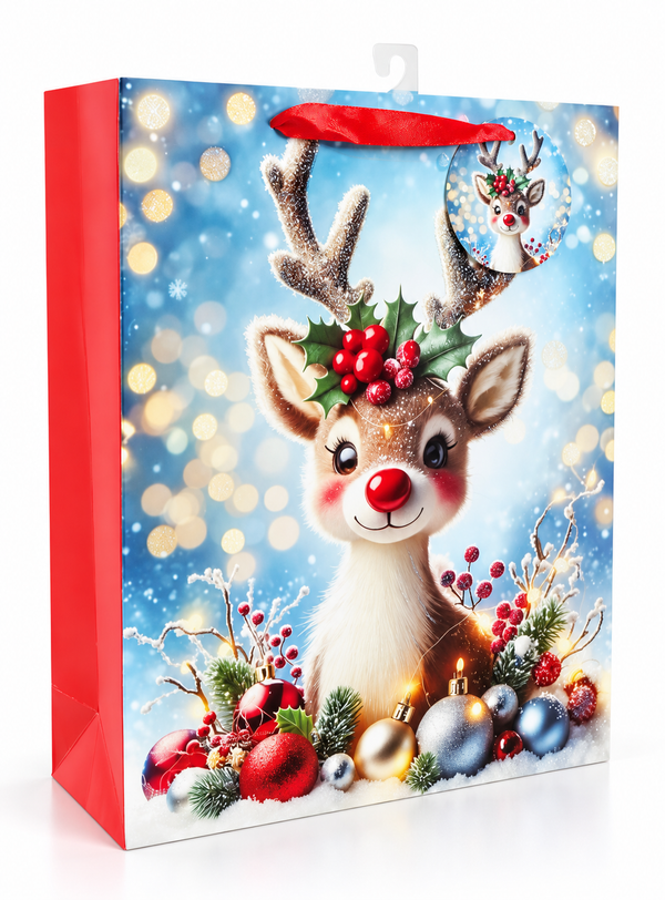 Large Christmas Night Gift Bag with Glitter Detail