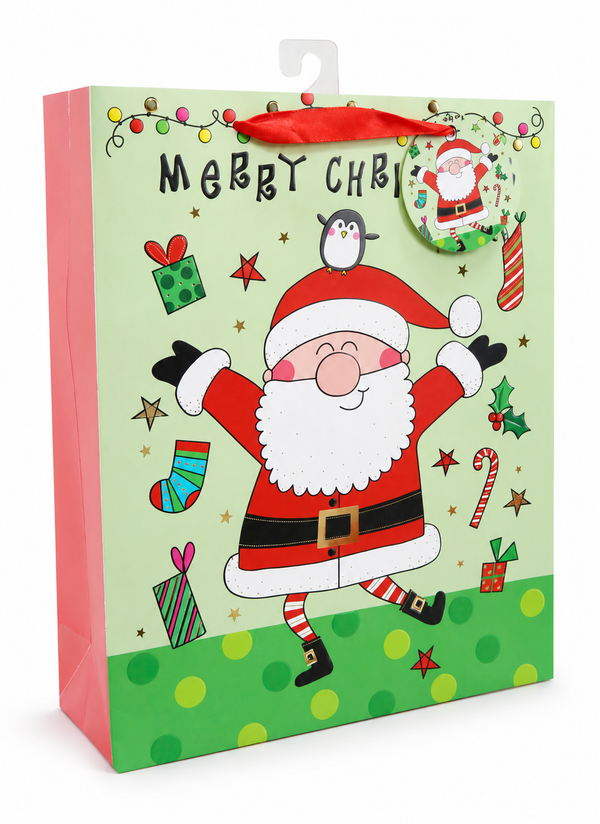 Large Cartoon Christmas Gift Bag with Foil Detail