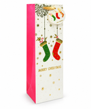 Embossed Foil Christmas Bottle Gift Bag