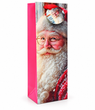 Snowy Santa Bottle Gift Bag with Glitter Detail