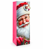 Snowy Santa Bottle Gift Bag with Glitter Detail