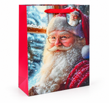 Large Snowy Santa Christmas Gift Bag