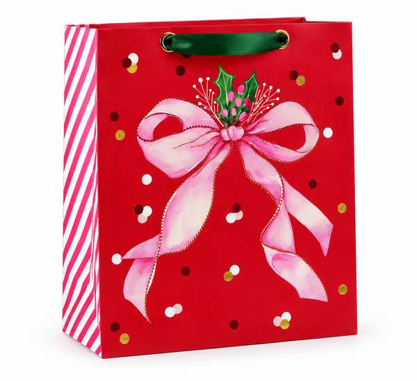 Large Christmas Bow Gift Bag with Seal Sticker