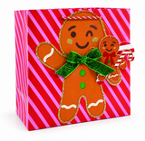 Large Square 3D Christmas Gift Bag with Tinsel Bow