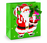 Large Square 3D Christmas Gift Bag with Tinsel Bow