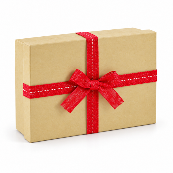 Kraft Christmas Gift Box with Ribbon Bow