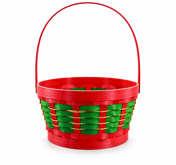 Round Christmas Basket with Handle