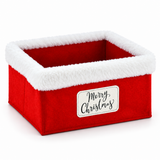 Red Christmas Storage Basket with Plush Trim