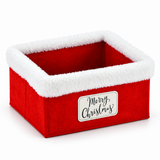 Red Christmas Storage Basket with Plush Trim