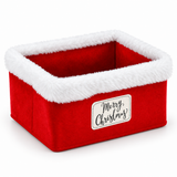 Red Christmas Storage Basket with Plush Trim