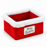 Red Christmas Storage Basket with Plush Trim