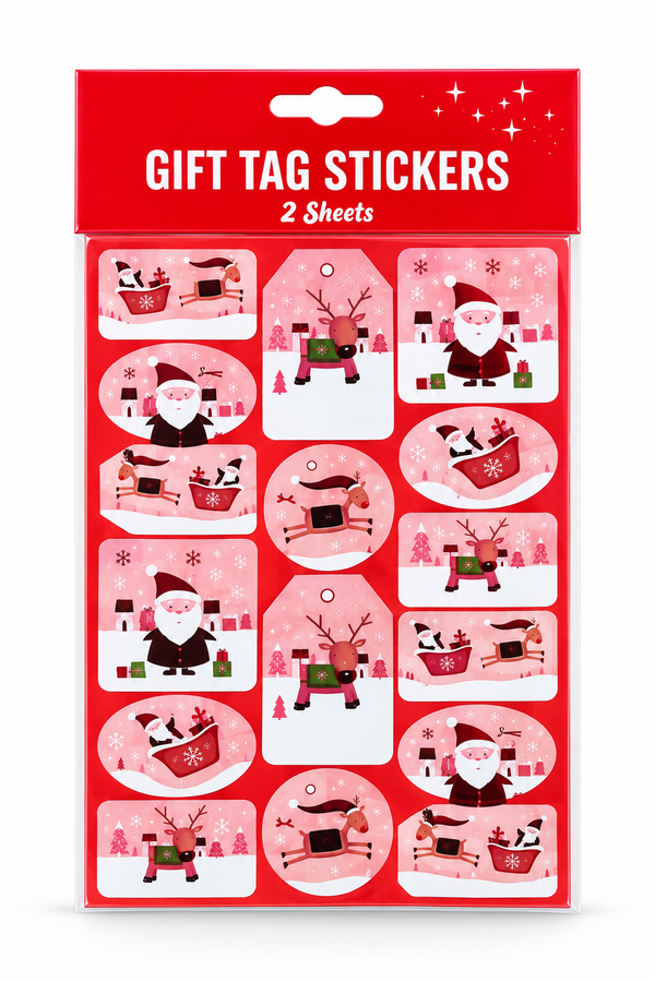 Christmas Foil Gift Tag Stickers – 2 Sheets