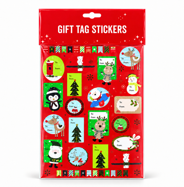 Christmas Foil Gift Tag Stickers – Large Sheet