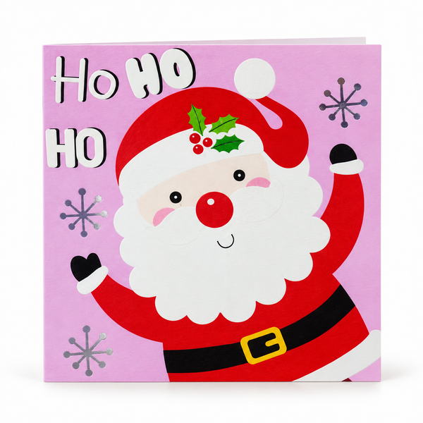 Foiled Santa and Reindeer Christmas Cards – 16 Pack – Ho Ho Ho Santa
