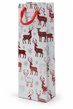 Red and Silver Christmas Bottle Gift Bag