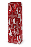 Red and Silver Christmas Bottle Gift Bag