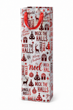 Red and Silver Christmas Bottle Gift Bag