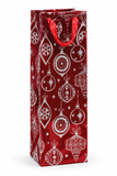 Red and Silver Christmas Bottle Gift Bag