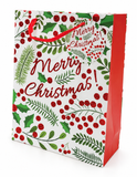 Medium Christmas Foliage Gift Bag with Glitter Detail