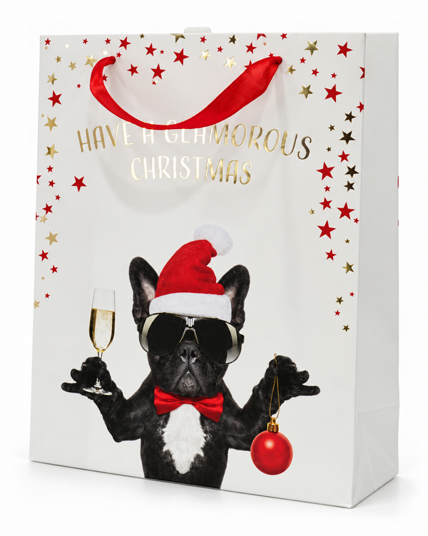 Medium Christmas Pet Gift Bag with Foil Detail