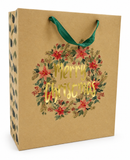 Christmas Gift Bag (Large) - Kraft Foil Wreath