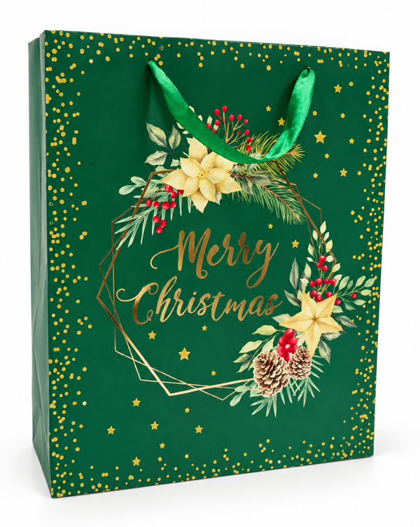 Large Foil Classic Floral Christmas Gift Bag