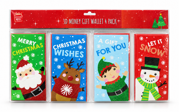 Christmas 3D Money Gift Wallets – 4 Pack