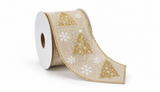 Natural and Gold Christmas Ribbon - 2.7 m