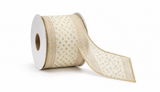 Natural and Gold Christmas Ribbon - 2.7 m