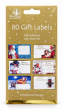 Christmas Foil Self-Adhesive Gift Labels – 80 Pack
