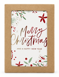 Whimsical Foiled Christmas Cards – 10 Pack – Botanical Merry Christmas