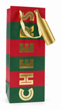 Christmas Gold Foil Bottle Gift Bag