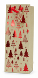 Kraft Christmas Bottle Gift Bag with Red Foil