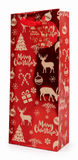 Kraft Christmas Bottle Gift Bag with Red Foil