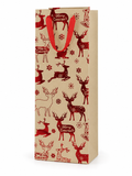 Kraft Christmas Bottle Gift Bag with Red Foil